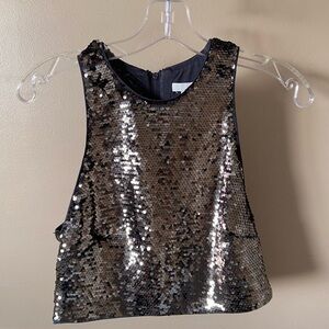 H&M Black and Silver Sequin Crop Top